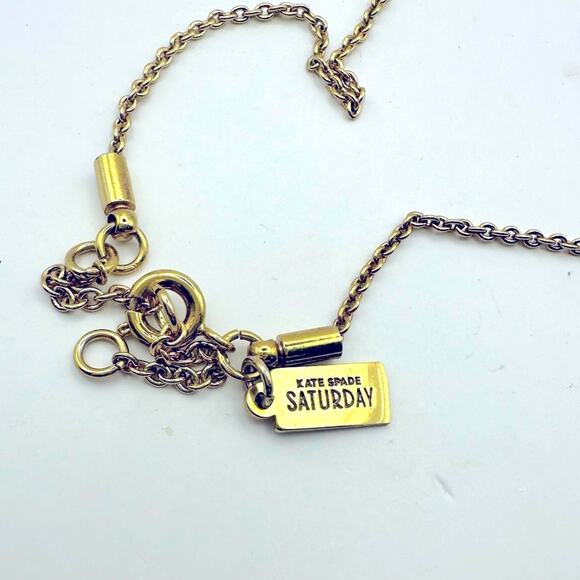 Kate Spade Necklace Initial A Monogram Chain Saturday Designer Gold tone Casual - Picture 6 of 8